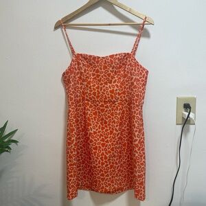 French Connection Women's Printed Neon Orange Cheetah Satin Dress